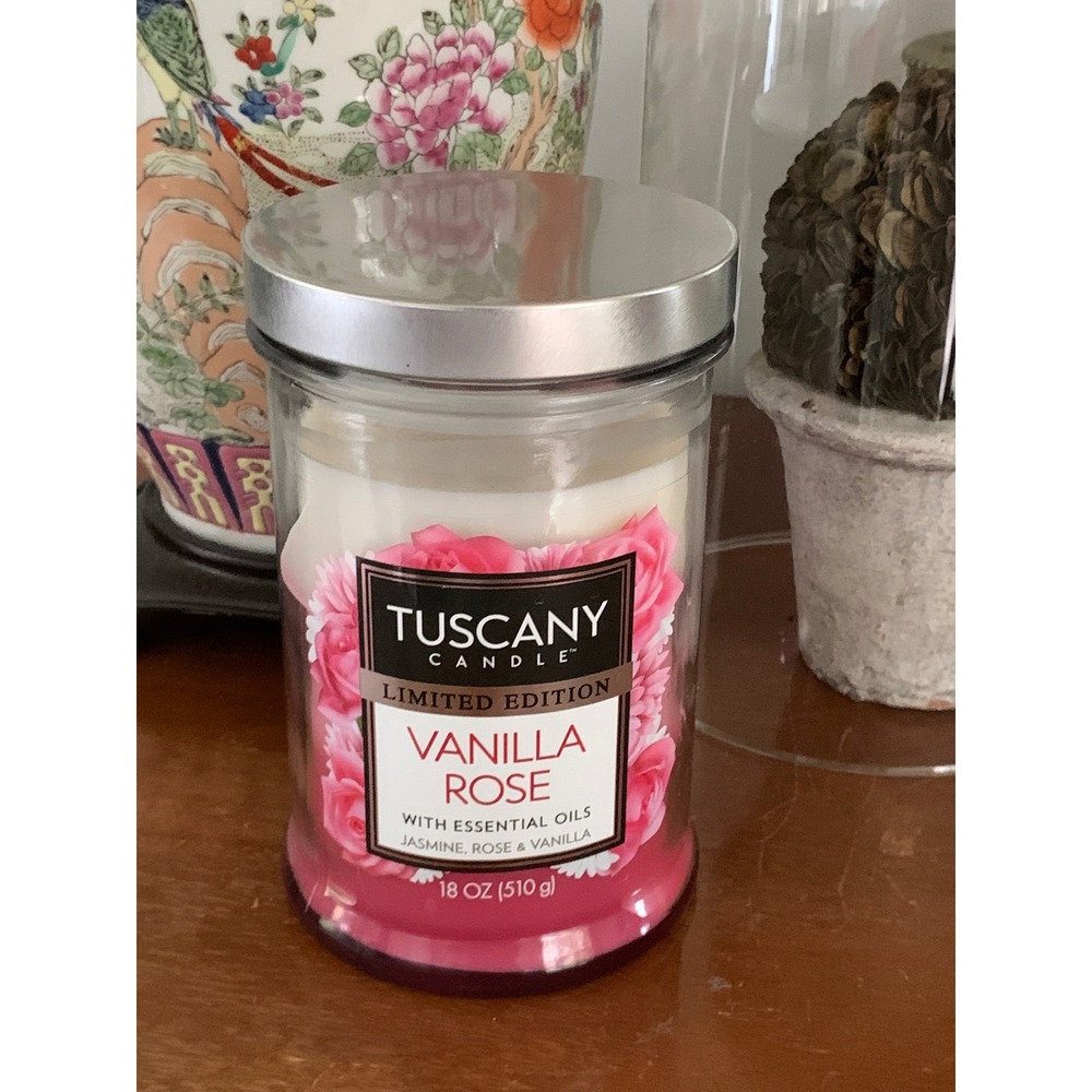 Tuscany Candle Vanilla Rose Limited Edition 18oz 2-Wick Jar Candle Essential Oil